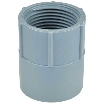 Carlon E942JR Conduit Adapter, 2 in FPT x Socket, 2-47/64 in Dia, 2-5/16 in L, PVC, Gray