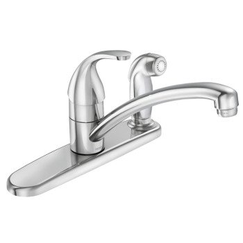 Moen Adler Series 87605 Kitchen Faucet, 1.5 gpm, 3-Faucet Hole, Metal, Chrome Plated, Deck Mounting, Lever Handle