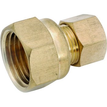 Anderson Metals 750066-1012 Pipe Connector, 5/8 x 3/4 in, Compression x Female, Brass, 150 psi Pressure