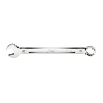 Milwaukee 45-96-9518 Combination Wrench, Metric, 18 mm Head, 9-1/4 in L, 12-Point, Steel, Chrome