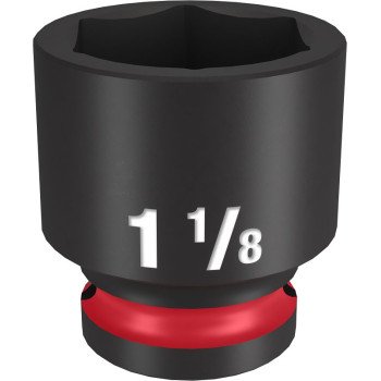 Milwaukee SHOCKWAVE Impact Duty Series 49-66-6212 Shallow Impact Socket, 1-1/8 in Socket, 1/2 in Drive, Square Drive