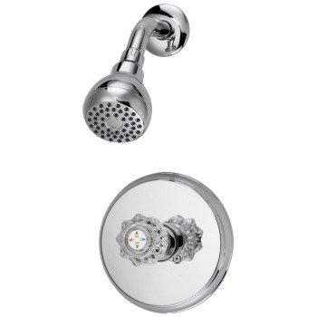 Boston Harbor GU-F1010207CP Shower Faucet, 1.75 gpm, 2.75 in Showerhead, Metal/Plastic, Round Showerhead, Knob Handle