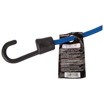 ProSource FH64081 Stretch Cord, 8 mm Dia, 18 in L, Polypropylene, Blue, Hook End