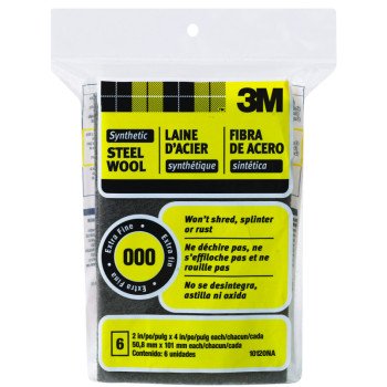 3M 10120NA Wool Pad, 4 in L, 2 in W, 000 Grit, Very Fine