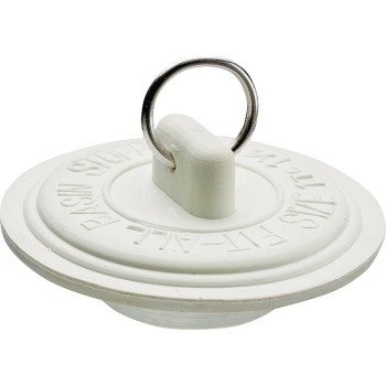 Plumb Pak Duo Fit Series PP22003 Drain Stopper, Rubber, White, For: 1 to 1-3/8 in Sink