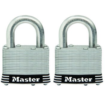 Master Lock 5SSTHC Keyed Padlock Set, Keyed Alike Key, 3/8 in Dia Shackle, 1 in H Shackle, Stainless Steel Shackle