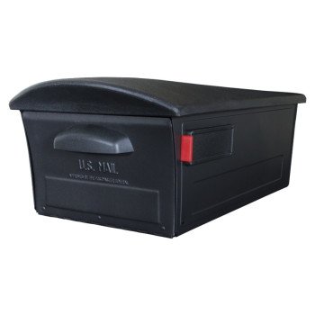 Gibraltar Mailboxes RSKB0000 Rural Mailbox, 1450 cu-in Capacity, Plastic, 13 in W, 21.6 in D, 9-1/2 in H, Black