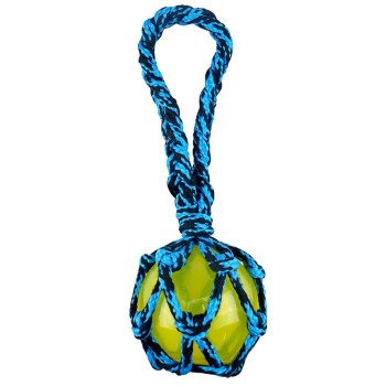 Pet Park Blvd US2044 19 Dog Toy, Squeaker Toy, Paracord Rope Tug with Squeaky Ball, Blue