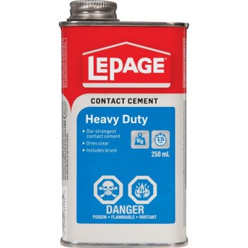 LePage 1504724 Heavy-Duty Contact Cement, Liquid, Solvent, Colorless, 250 mL Tin