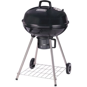 Omaha DFKP22443L Charcoal Kettle Grill, 2-Grate, 397 sq-in Primary Cooking Surface, Black, Steel Body