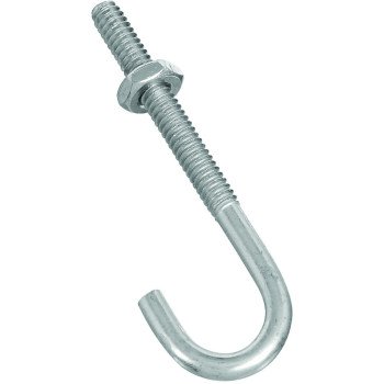 National Hardware N232-876 J-Bolt, 3/16 in Thread, 1-1/2 in L Thread, 2-1/2 in L, 40 lb Working Load, Steel, Zinc