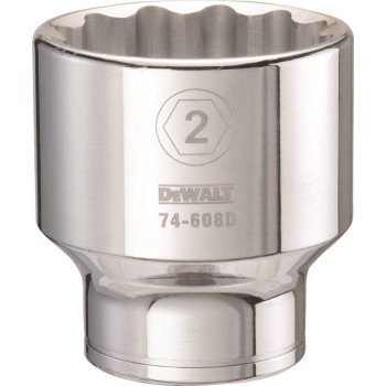 DEWALT DWMT74608OSP Drive Socket, 2 in Socket, 3/4 in Drive, 12-Point, Vanadium Steel, Polished Chrome