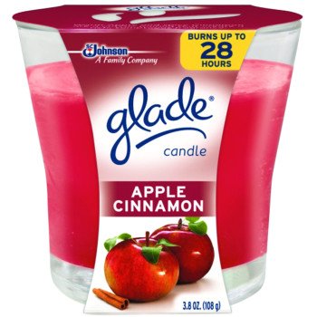 Glade 76947 Air Freshener Candle, 3.4 oz Jar, Apple Cinnamon, Red