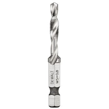 DEWALT IMPACT READY DWADTQTR5MM8 Tap and Drill Bit, 5 mm Dia, 3-Flute, Spiral Flute, HSS