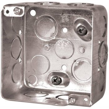 Hubbell 52171KBAR Ceiling Box, 4 in W, 2-1/8 in D, 4 in H, 8-Knockout, Metal