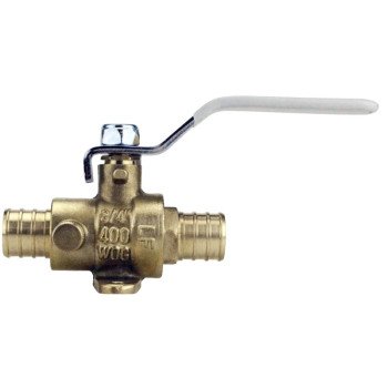Apollo APXV34WD Ball Valve with Drain and Mounting Pad, 3/4 in Connection, Barb, 200 psi Pressure, Lever Actuator
