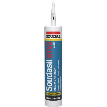 Soudal Soudasil RTV2 5823554 Silicone Sealant, White, 24 hr Curing, -40 to 325 deg F, 10.1 fl-oz Cartridge