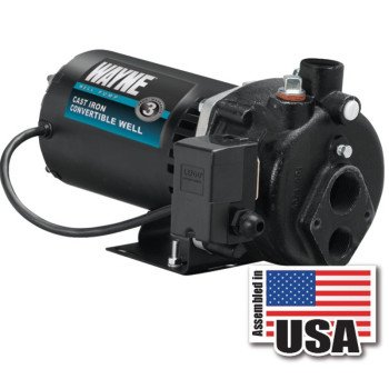 Wayne CWS50 Jet Well Pump, 120/240 V, 0.5 hp, 1-1/4 in Suction, 3/4 in Discharge Connection, 90 ft Max Head, 408 gph