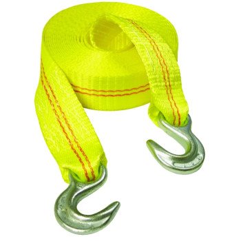 Keeper 02825 Emergency Tow Strap, 12,000 lb, 2 in W, 25 ft L, Hook End, Yellow