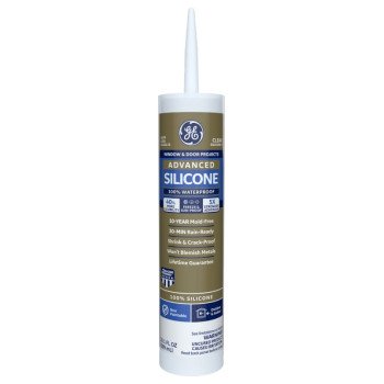 GE Advanced Silicone 2 2811092 Window & Door Sealant, Clear, 24 hr Curing, 10.1 fl-oz Cartridge