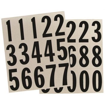 Hy-Ko MM-22N Packaged Number Set, 2 in H Character, Black Character, White Background, Vinyl