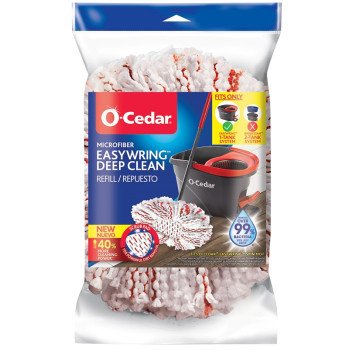 O-Cedar EasyWring 170500 Deep Clean Mop Head Refill, Microfiber, Red/White