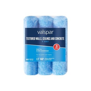 Valspar 888972950 Paint Roller Cover, 1/2 in Thick Nap, 9 in L, Polyester Cover, 3/PK