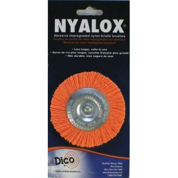 Dico 541-777-3 Mounted Wheel Brush, 3 in Dia, 1/4 in Arbor/Shank, Nylon Bristle