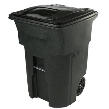 Toter 79296-R2968 Trash Can with Wheels and Attached Lid, 96 gal Capacity, Polyethylene, Greenstone, Lid Closure