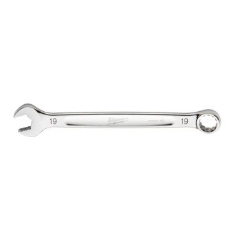 Milwaukee 45-96-9519 Combination Wrench, Metric, 19 mm Head, 9.84 in L, 12-Point, Steel, Chrome