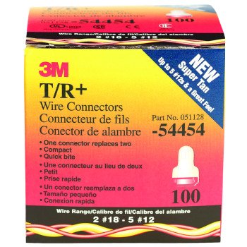 3M Performance Plus T/R+ Wire Connector, 22 to 8 AWG Wire, Steel Contact, Red/Tan