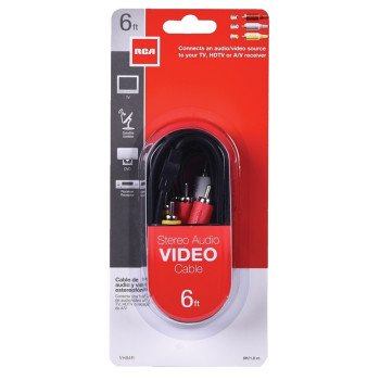 RCA VH84R Dubbing Cable, Black Sheath, 6 ft L