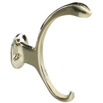 National Hardware V8008 N806-806 Garment Hook, 2-Hook, Zinc, Brass