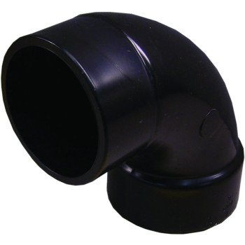 Canplas 102453LBC Sanitary Street Pipe Elbow, 3 in, Spigot x Hub, 90 deg Angle, ABS, Black