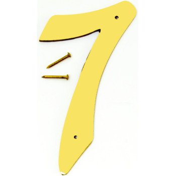 Hy-Ko BR-40/7 House Number, Character: 7, 4 in H Character, 2-1/2 in W Character, Brass Character, Brass