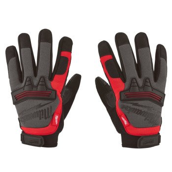 Milwaukee 48-73-8532 Multi-Purpose Work Gloves, Unisex, L, 7.53 to 7.73 in L, Hook-and-Loop Cuff, Leather, Black/Red