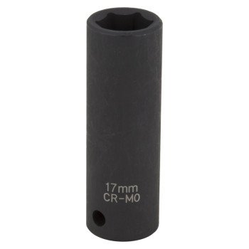 Vulcan MT6580215 Deep Impact Socket, 17 mm Socket, 1/2 in Drive, Deep Drive, 6-Point, Chrome Molybdenum Steel