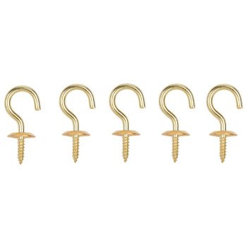 ProSource LR-383-PS Cup Hook, 5/16 in Opening, 3 mm Thread, 1-1/8 in L, Brass, Brass