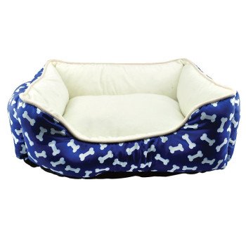 PetEdge Slumber Pet ZA2227 19 19 Cuddler Bed, 20 in L, 16 in W, Bone Pattern, Polyester Fill, Sherpa Cover, Blue