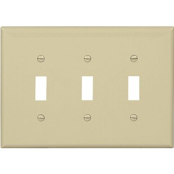 Eaton PJ3V Wallplate, 7-1/4 in L, 6 in W, 3-Gang, Polycarbonate, Ivory, High-Gloss