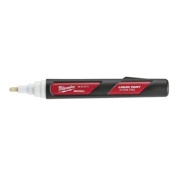 Milwaukee INKZALL Series 48-22-3712 Liquid Paint Marker, Red/White, 6.09 in L, Plastic Barrel