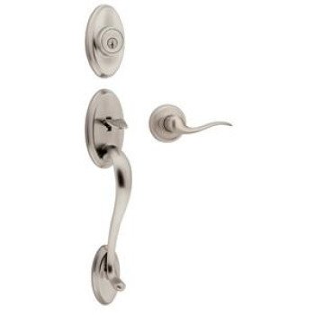 Weiser Shelburne x Toluca Series GLA9471 SE/TC15 V Handleset, 2 Grade, Satin Nickel, 2-3/8 to 2-3/4 in Backset