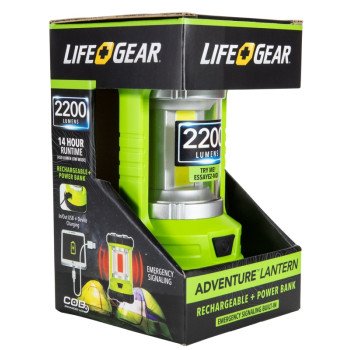 LifeGear 41-3992 Lantern and Power Bank, Lithium-Ion, Rechargeable Battery, Clear