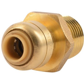 SharkBite U110LFA Pipe Connector, 1/4 x 1/2 in, MNPT, Brass, 200 psi Pressure