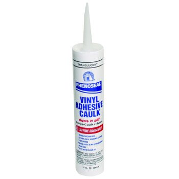 DAP PHENOSEAL 00006 Vinyl Adhesive Caulk, Translucent, 48 hr Curing, -20 to 180 deg F, 10 oz Cartridge