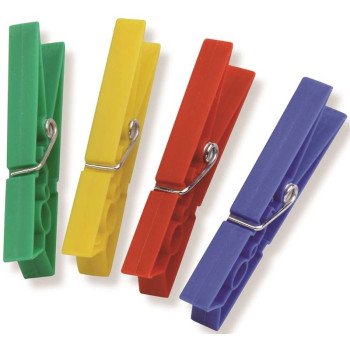 Honey-Can-Do DRY-01410 Classic Clothespin, 0.79 in W, 3.31 in L, Plastic, Blue/Green/Red/Yellow