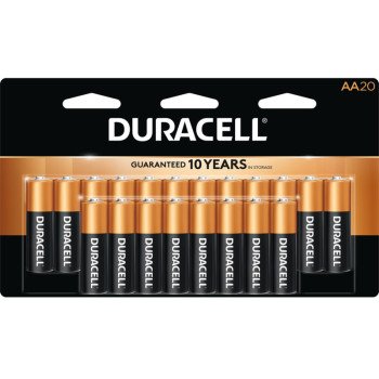 Duracell MN1500B20 Battery, 1.5 V Battery, 2450 mAh, AA Battery, Alkaline, Rechargeable: No, Black/Copper