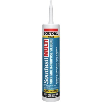 Soudal 146893 Soudasil Multi Sealant, Clear, 24 hr Curing, -35 to140 deg F, 10.1 oz Cartridge