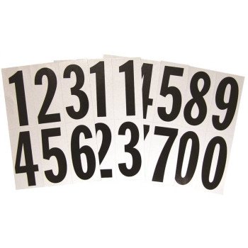 Hy-Ko MM-23N Packaged Number Set, 3 in H Character, Black Character, White Background, Vinyl