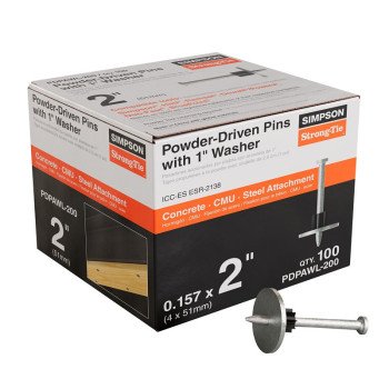 Simpson Strong-Tie PDPAWL PDPAWL-200 Drive Pin, 0.157 in Dia Shank, 2 in L, Steel, Galvanized/Zinc